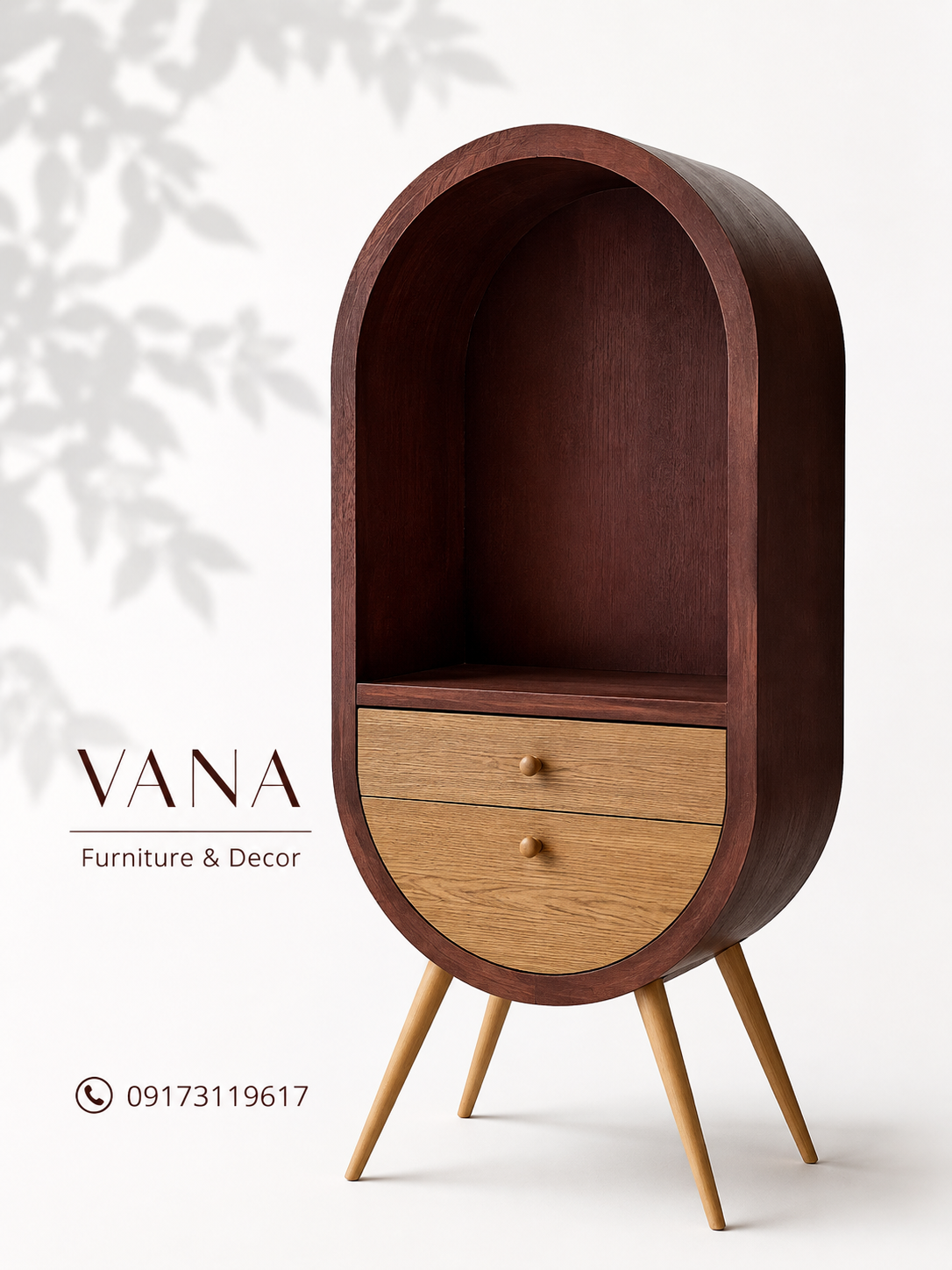 کافی بار دکوراتیو مدرن Vana با طراحی منحنی و دو رنگ