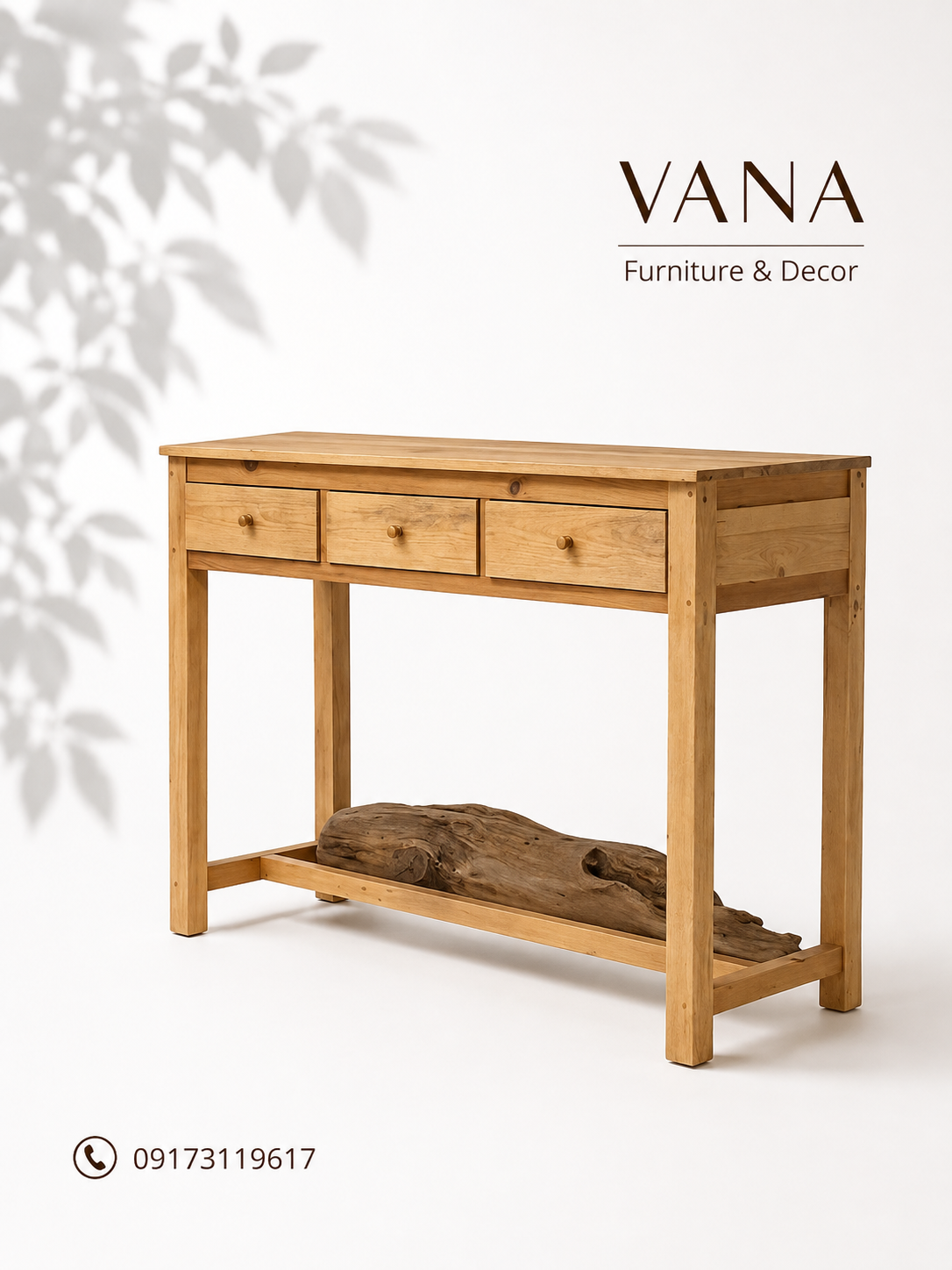 کنسول چوبی VANA؛ ترکیب اصالت چوب و طراحی مدرن 🌿