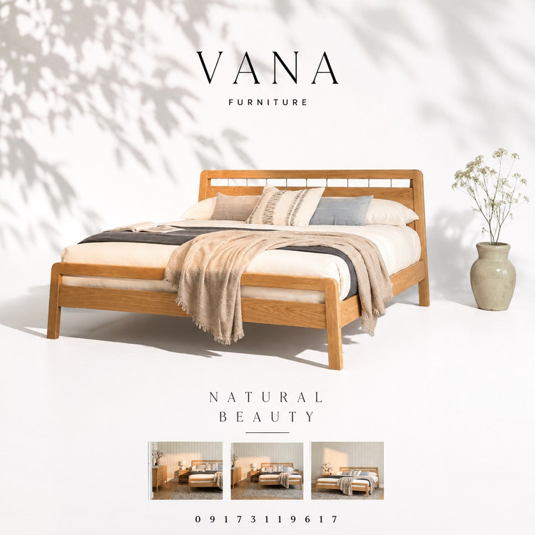 تخت خواب چوبی VANA | چوب سوپر راش گرجستان | سایز ۱۲۰ تا ۱۸۰