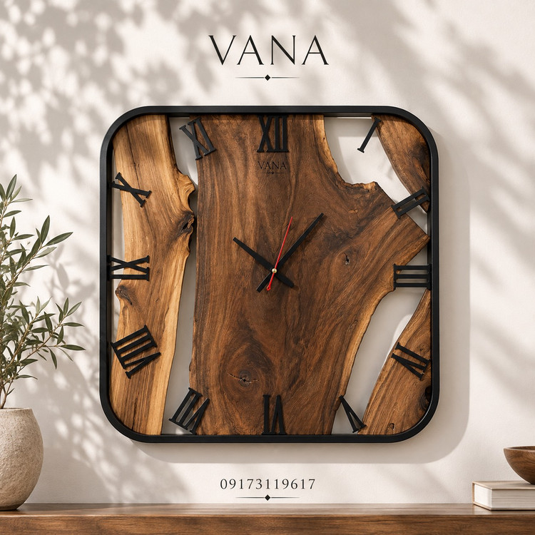 ساعت روستیک دیواری چوب گردو VANA
