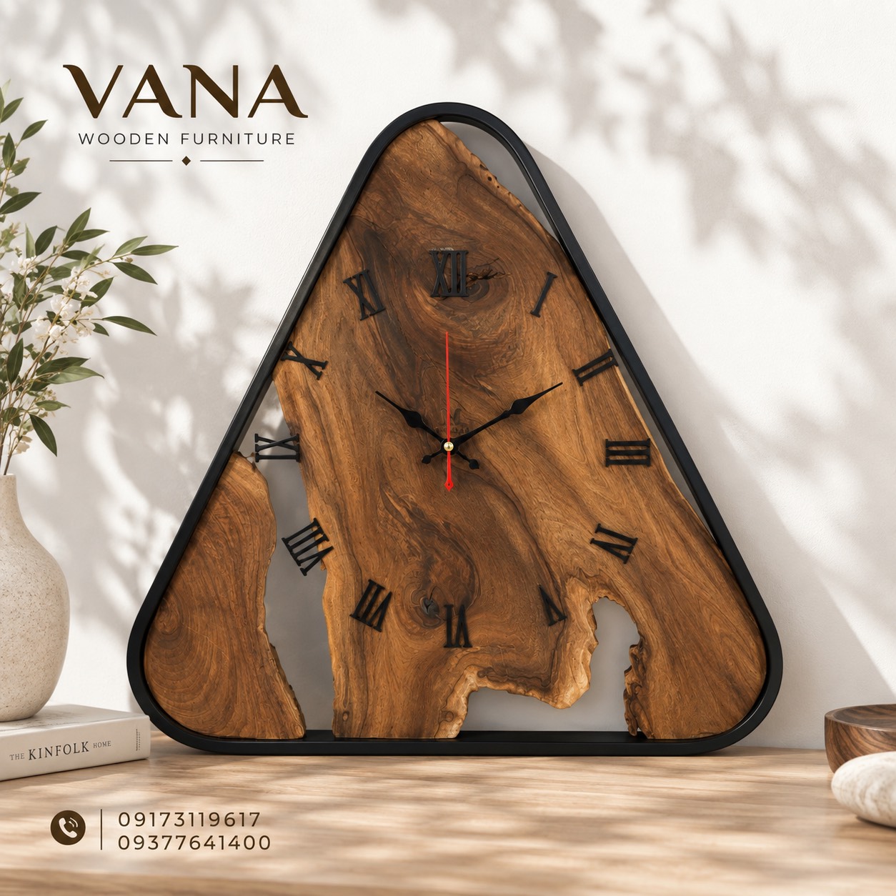 ساعت چوبی مثلثیVANA؛ وقتی زمان با طبیعت معنا پیدا می‌کند 🌳⏳