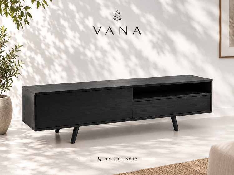 میز تلویزیون چوبی آرکا VANA | روکش بلوط و پایه راش
