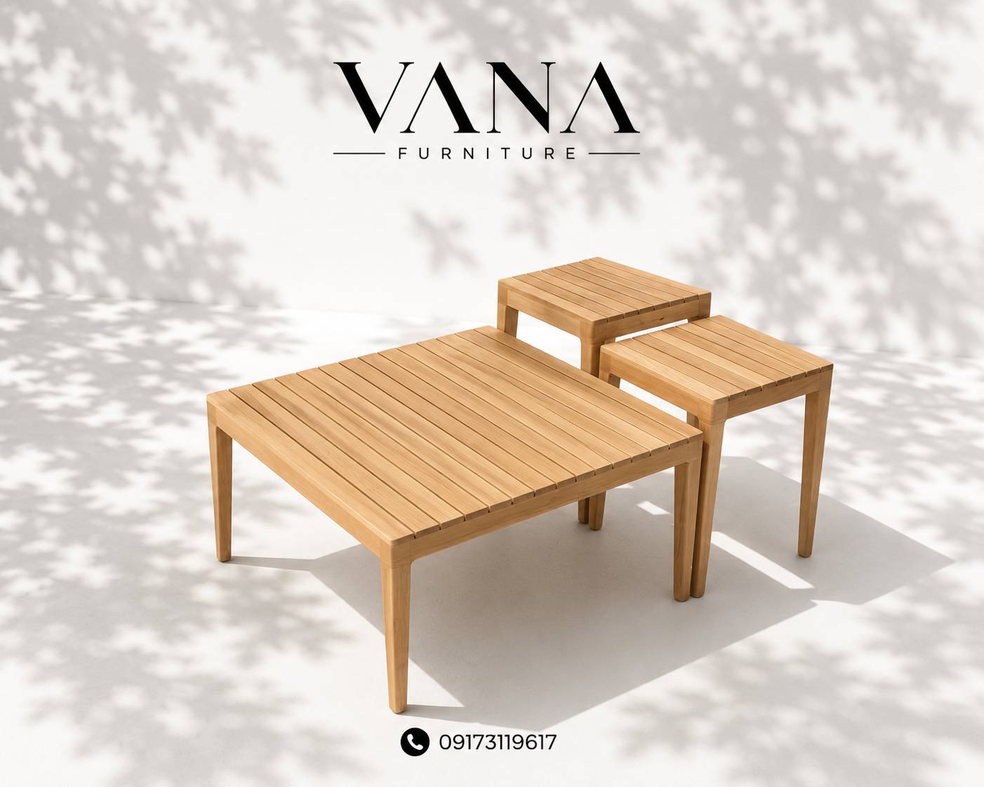 ​​​​​​​​​​​​​​​​​​​​میز گل نرده‌ای چوب راش مدل رُها VANA | ست ۳ تکه